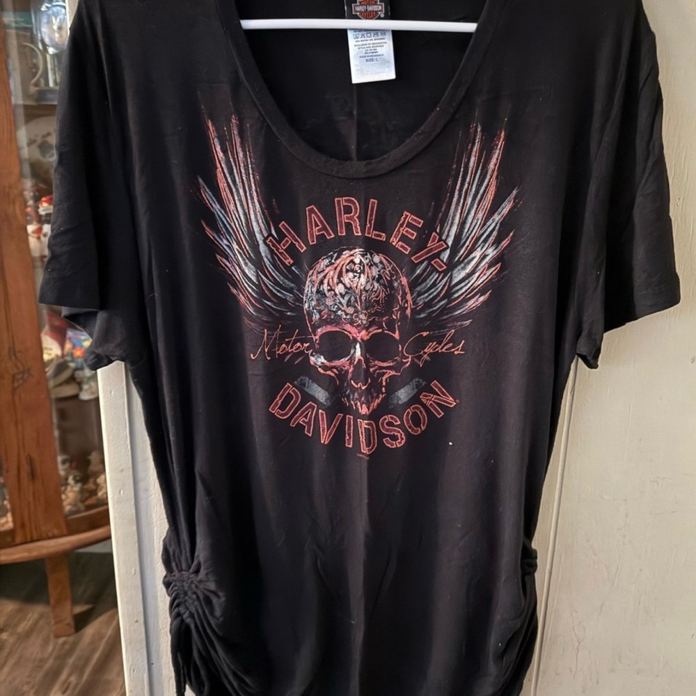 Harley-Davidson Black Tee with Skull and Wings
